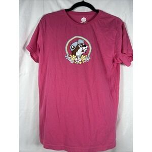 Buc-ees Women's Top Pink Sz Small Happy Place Flowers Tee Short Sleeve‎ Graphic